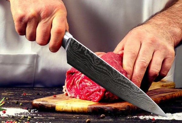Дамасский нож для резки мяса