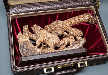 Дамасская сталь, кость, Композиция в элитной упаковке