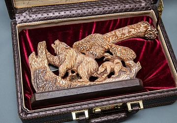 Дамасская сталь, кость, Композиция в элитной упаковке